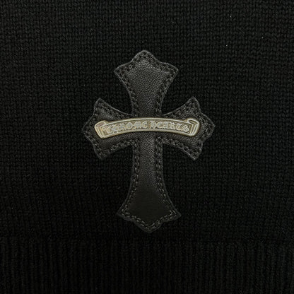 Chrome Hearts Cashmere Leather Cross Hoodie Black