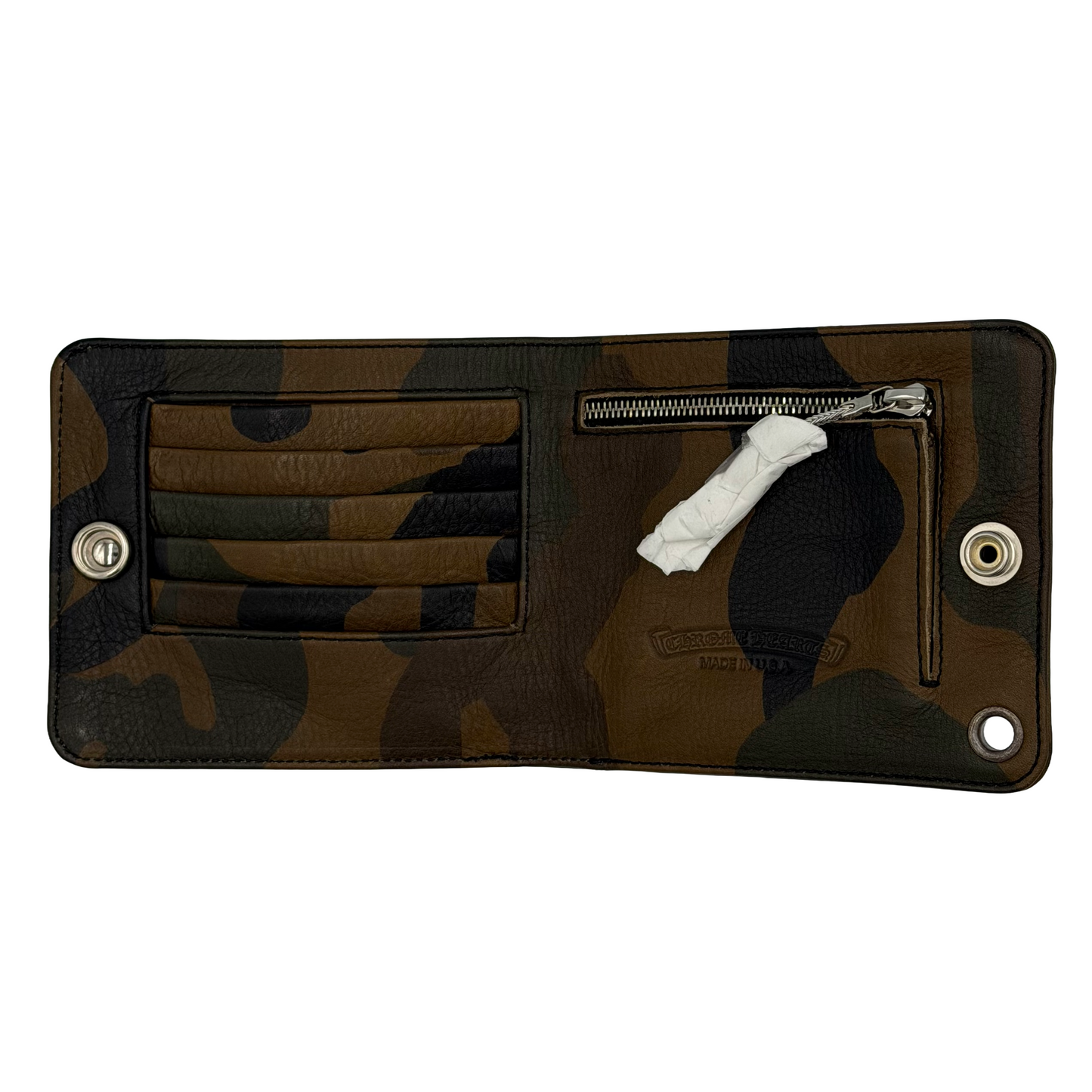 Chrome Hearts 1 Snap Star Button Leather Wallet Camo