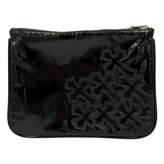Chrome Hearts Patent Leather Cross Patch Pouch Black