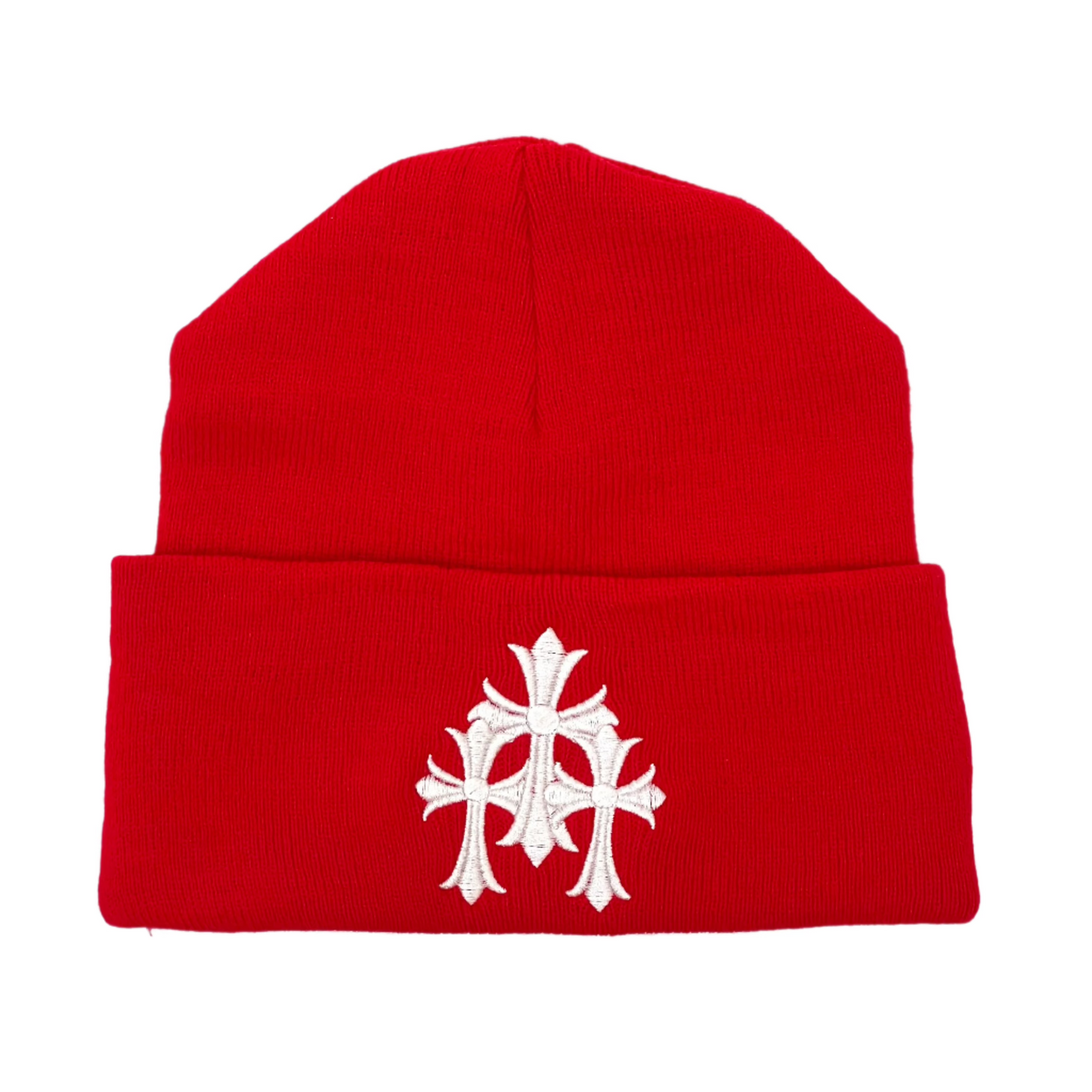 Chrome Hearts Triple Cross Beanie Red