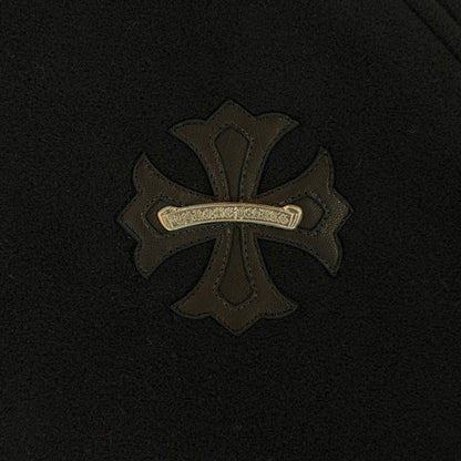 Chrome Hearts Leather Plus Cross Scroll Fleece Pullover Black