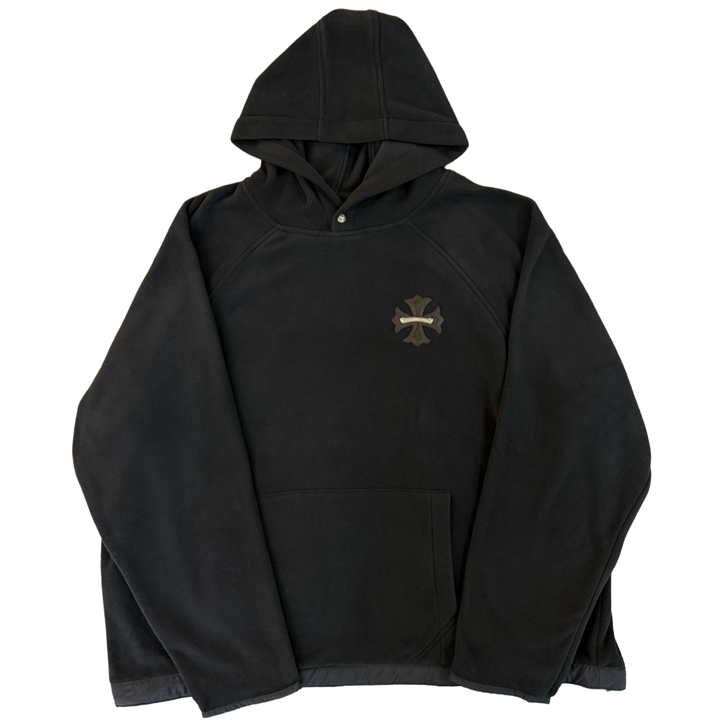 Chrome Hearts Leather Plus Cross Scroll Fleece Pullover Black