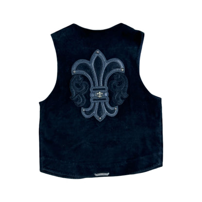 Chrome Hearts Suede Leather Fleur Vest Black