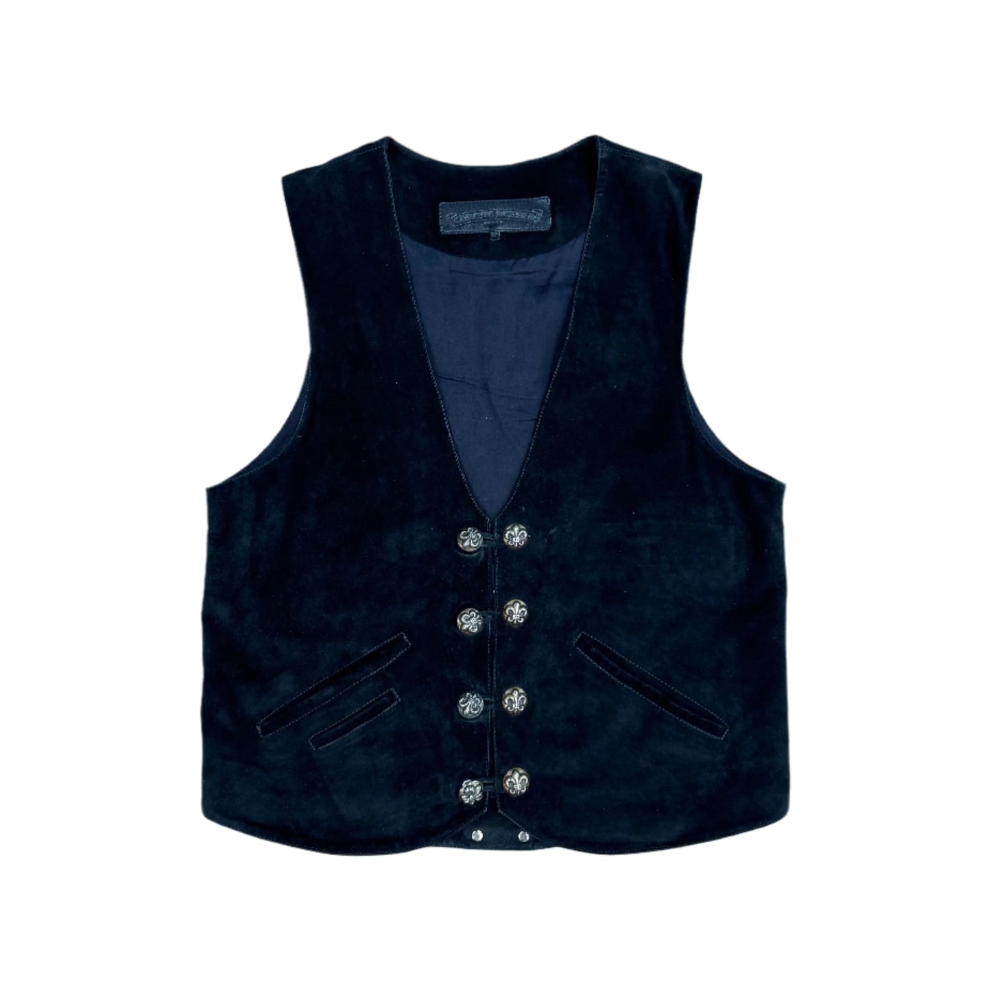 Chrome Hearts Suede Leather Fleur Vest Black