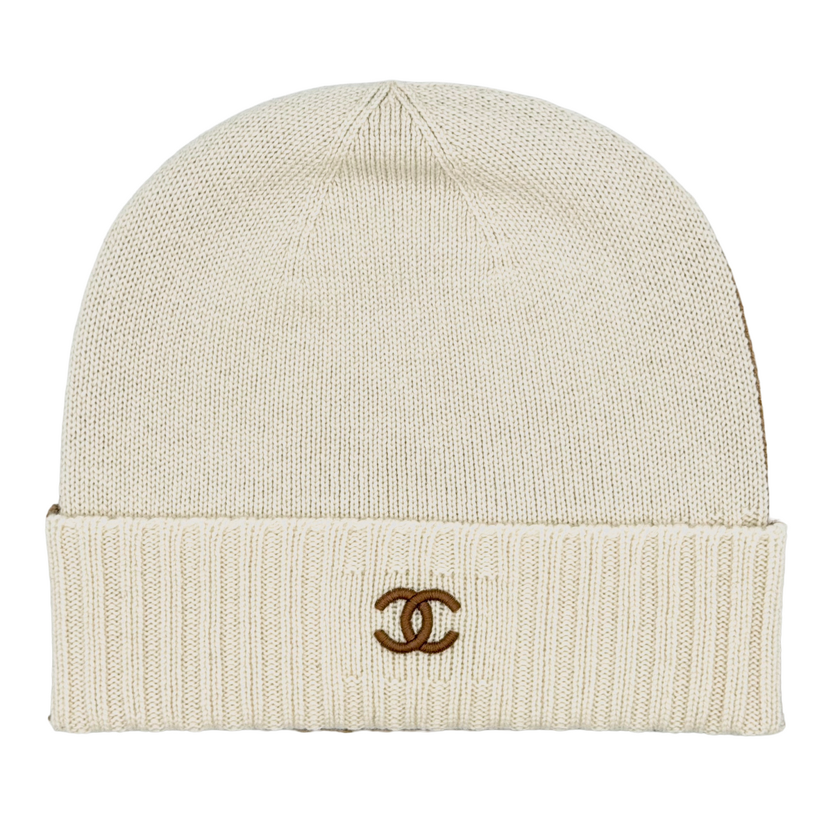 Chanel Cashmere Double Sided Beanie Beige/Ecru