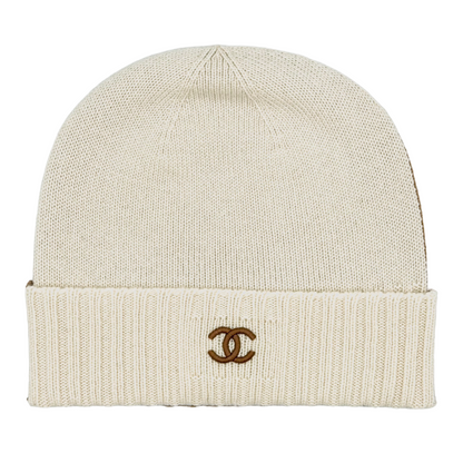 Chanel Cashmere Double Sided Beanie Beige/Ecru