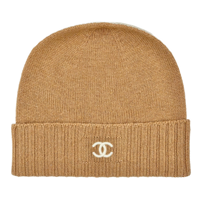 Chanel Cashmere Double Sided Beanie Beige/Ecru