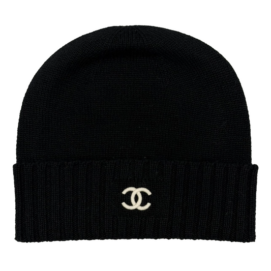 Chanel Cashmere Double Sided Beanie Black/Ecru