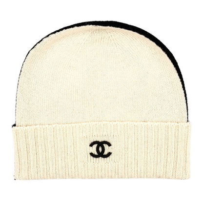 Chanel Cashmere Double Sided Beanie Black/Ecru