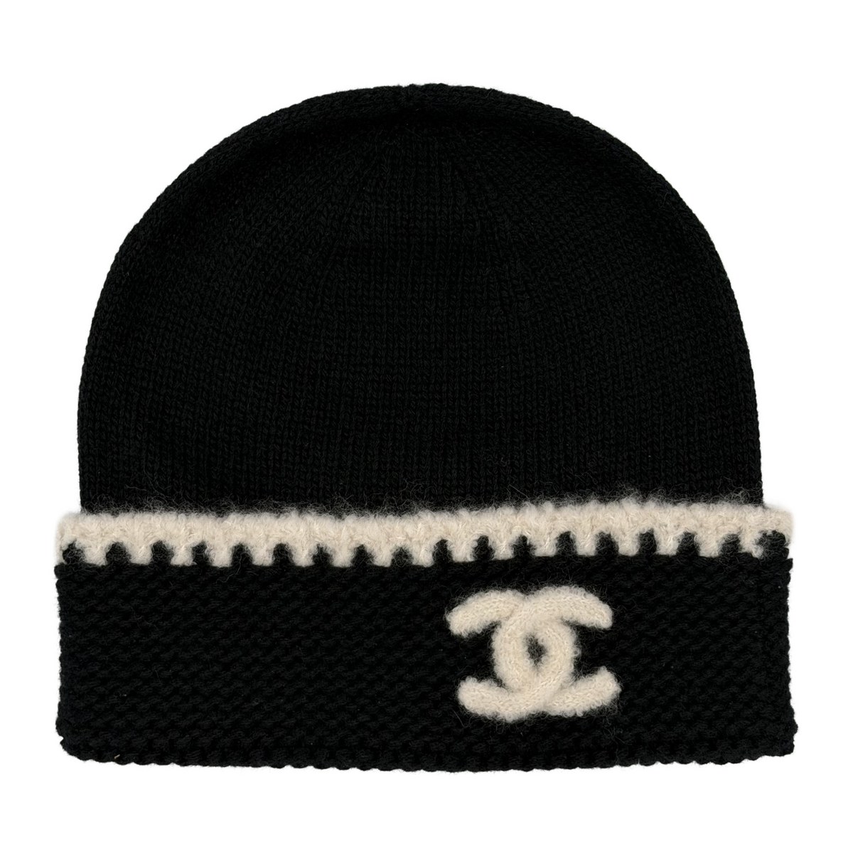 Chanel Cashmere Beanie Black/Light Beige