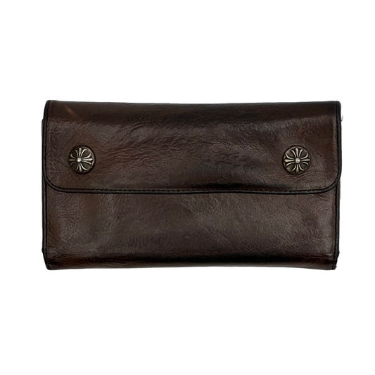 Chrome Hearts Wave Cross Ball Leather Wallet Brown