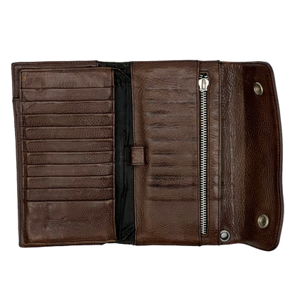Chrome Hearts Wave Cross Ball Leather Wallet Brown
