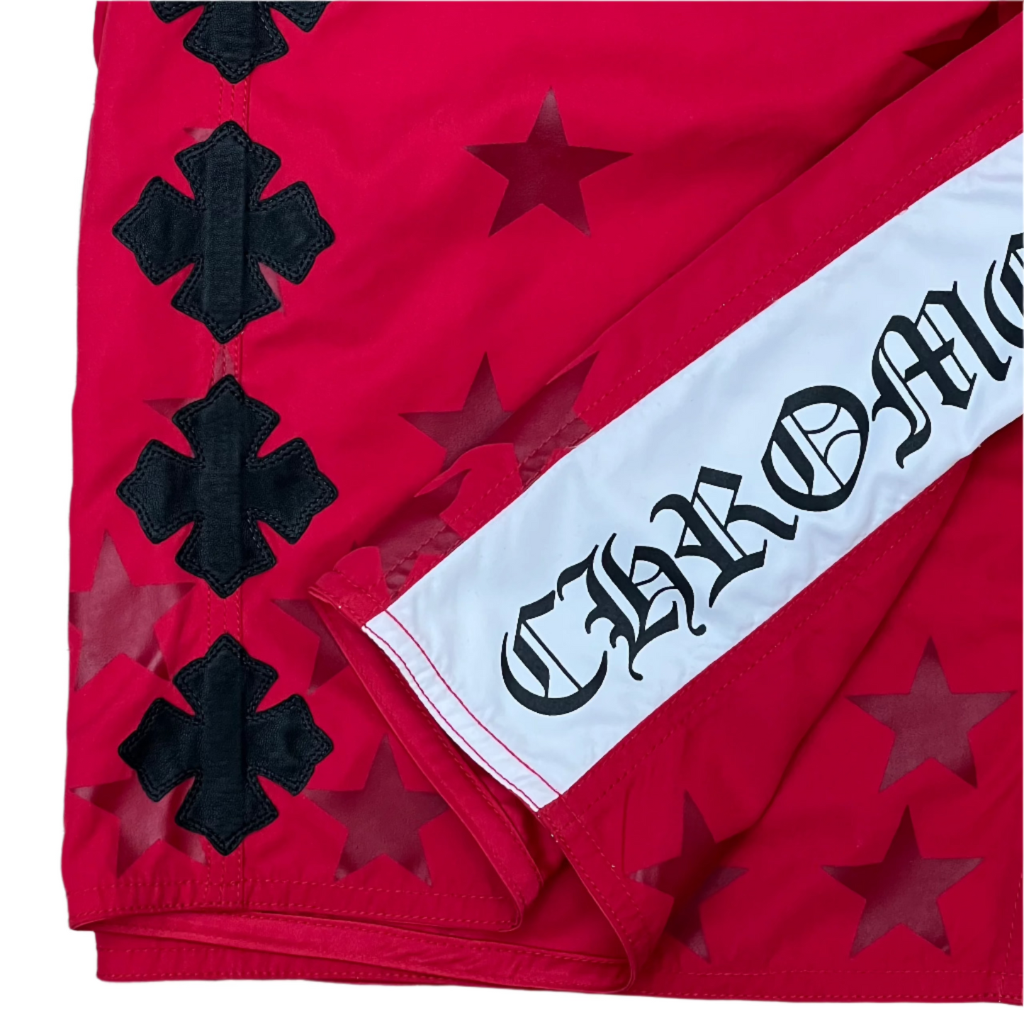 Chrome Hearts Leather Plus Patch Star Swim Shorts Red