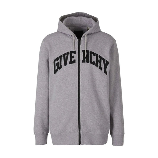 Givenchy Embroidered Logo Zip-Up Hoodie Grey