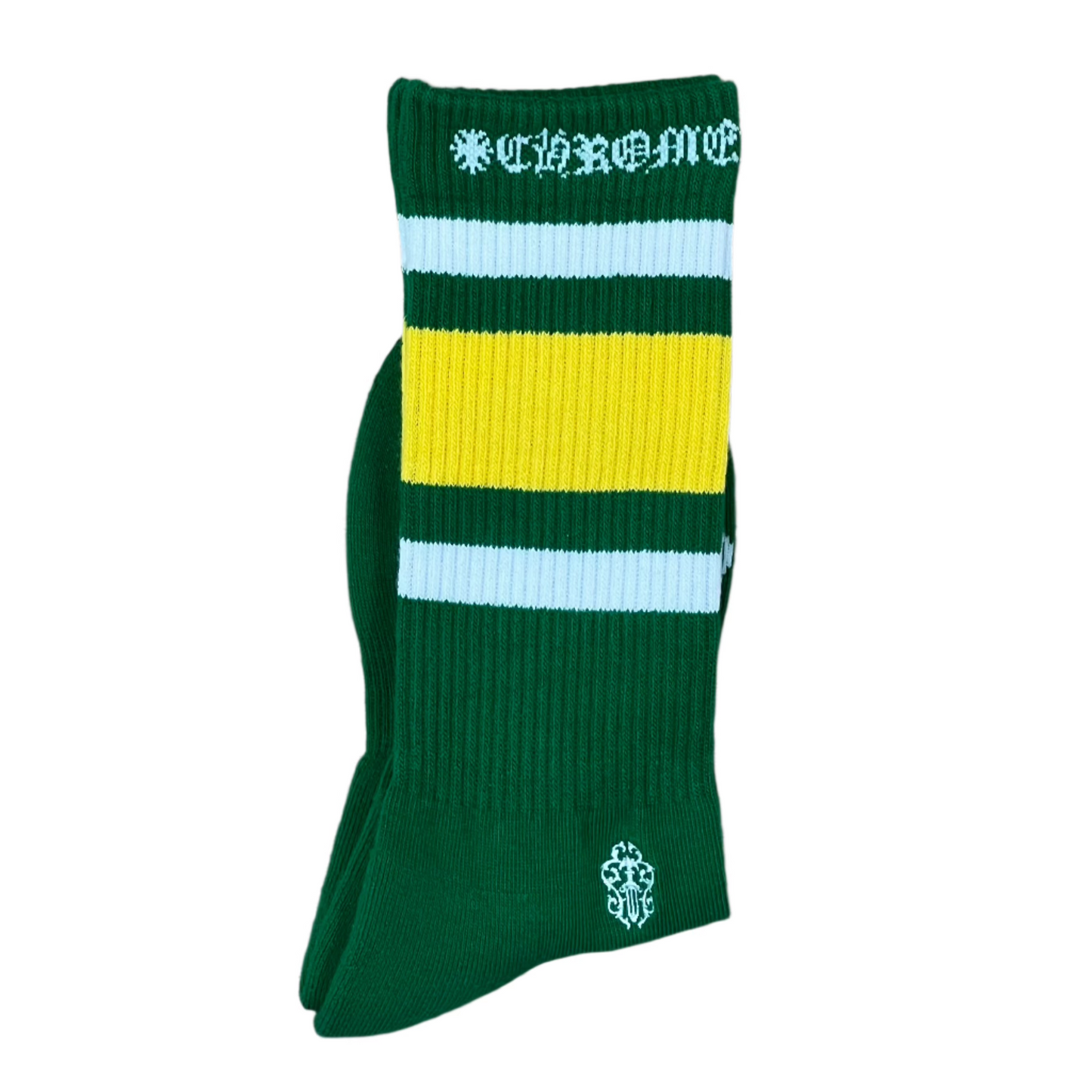 Chrome Hearts Stripe Socks Yellow/White/Green