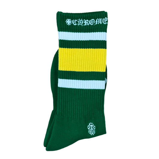 Chrome Hearts Stripe Socks Yellow/White/Green