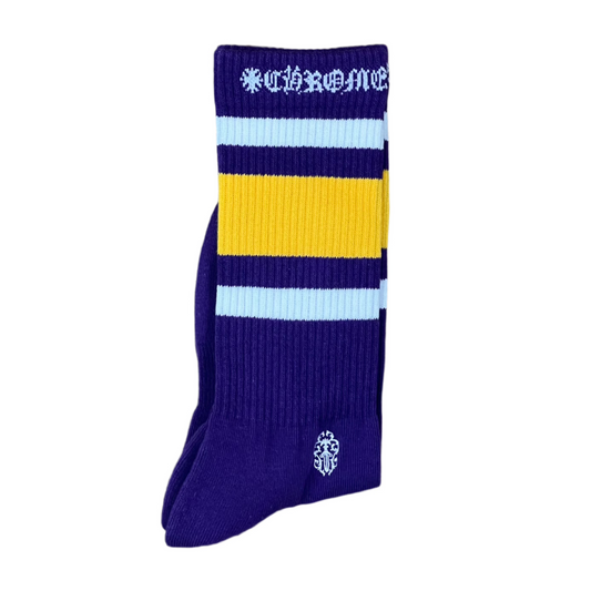 Chrome Hearts Stripe Socks Yellow/White/Purple