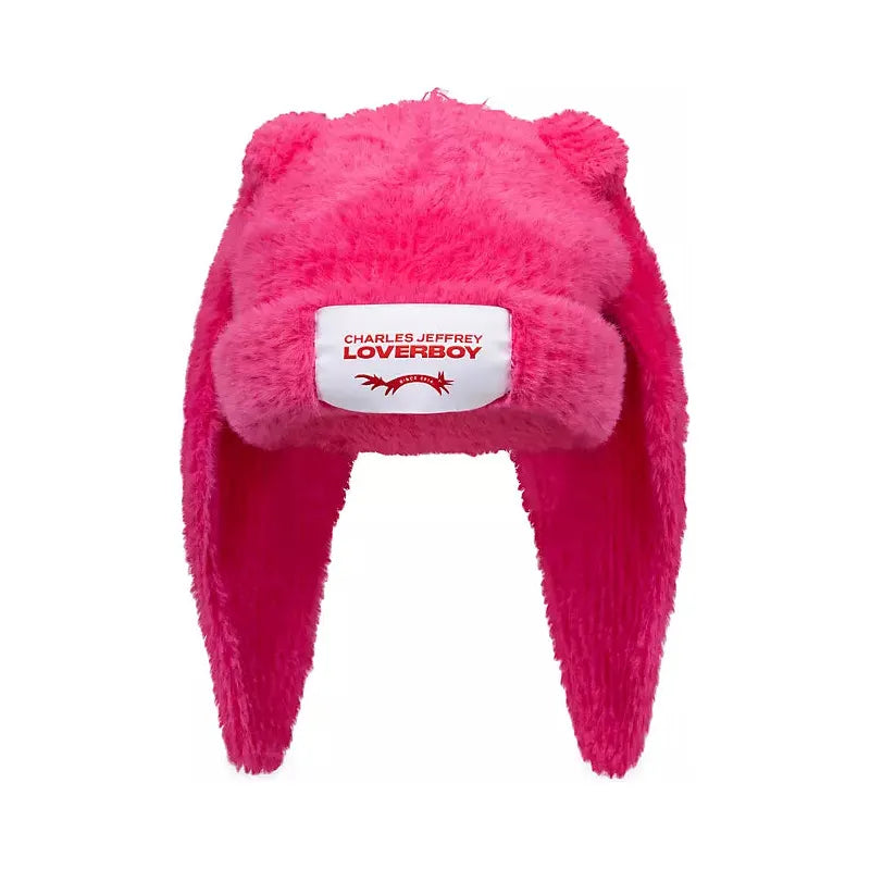 Charles Jeffrey Loverboy Fluffy Chunky Bunny Beanie Pink