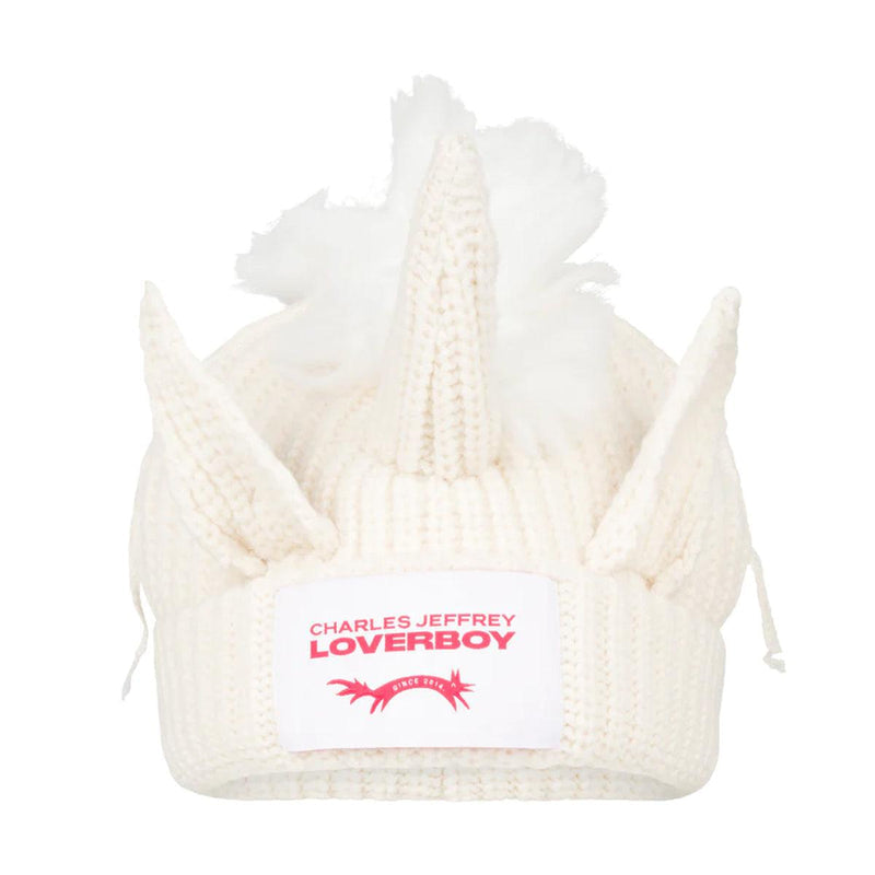 Charles Jeffrey Loverboy Chunky Unicorn Beanie Ecru