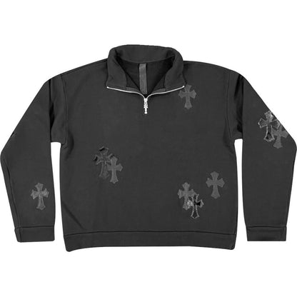 Chrome Hearts Ponyhair Cross Quarter Zip Black