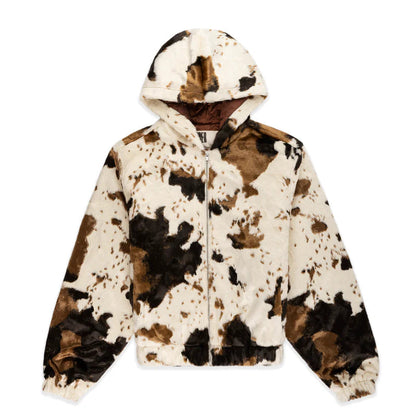 Sp5der Faux Fur Jacket Cow Print