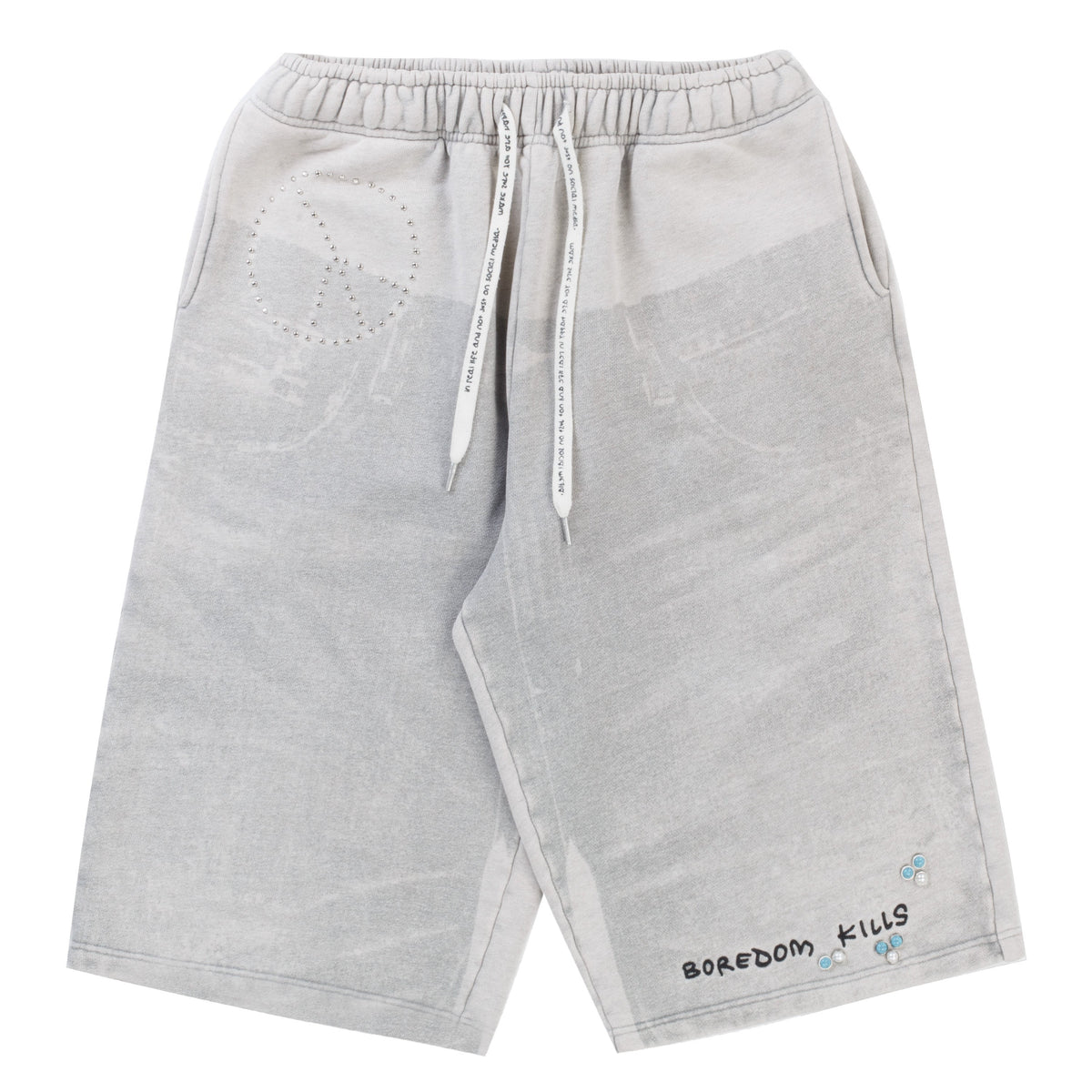 Boredom Kills Denim Print Sweatshorts Grey