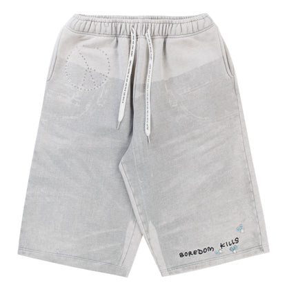 Boredom Kills Denim Print Sweatshorts Grey