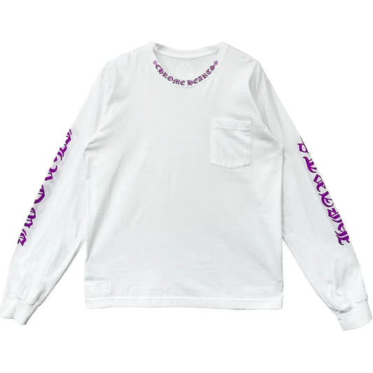 Chrome Hearts Neck Logo Long Sleeve T-Shirt White/Purple