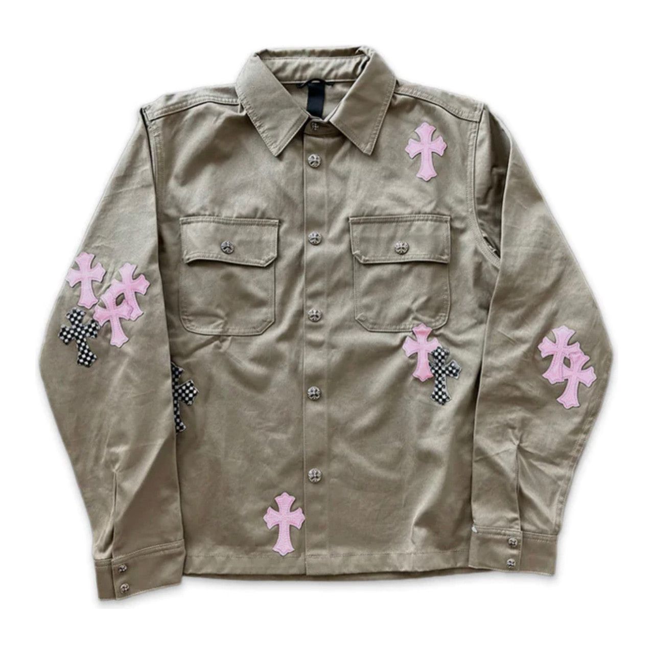 CHROME HEARTS WORK DOG JACKET "PINK & CHECKERED CROSSES"