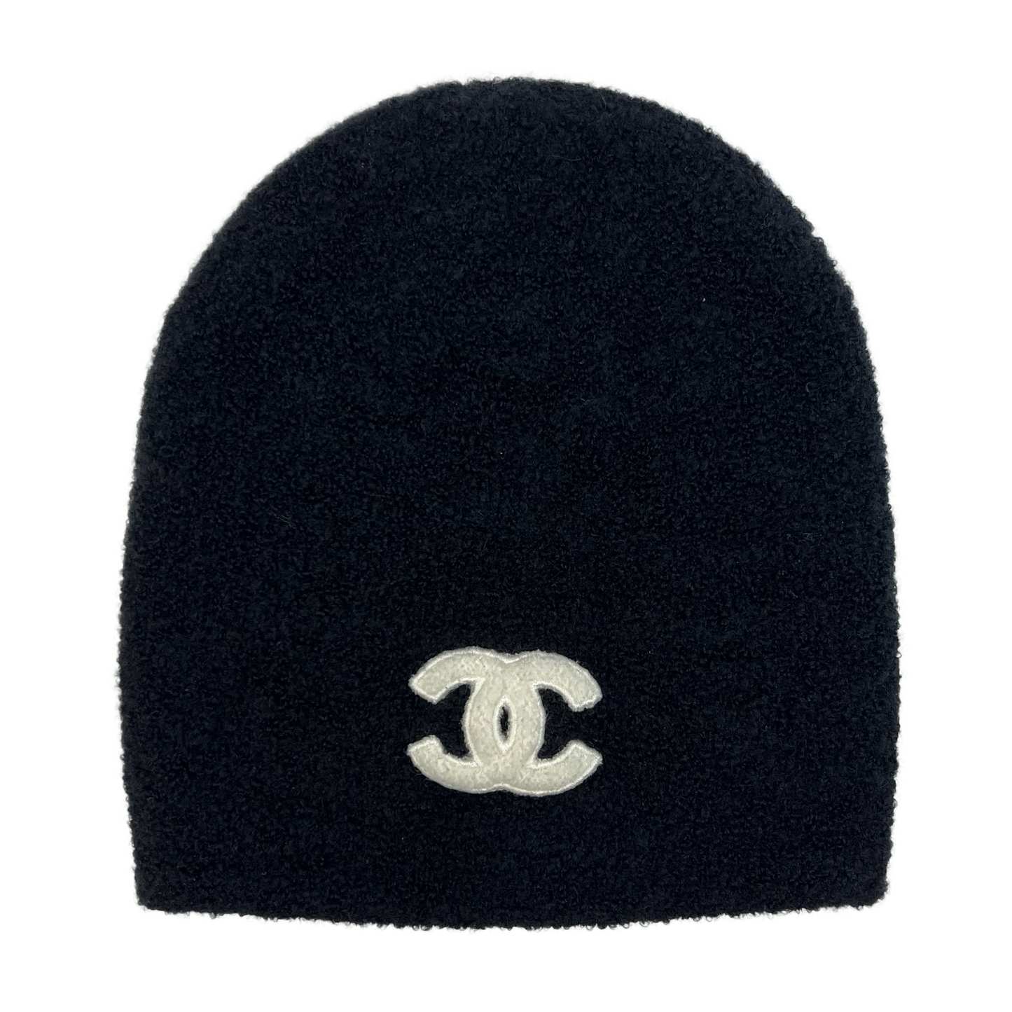Chanel Cloche Cashmere & Silk Beanie Black/White