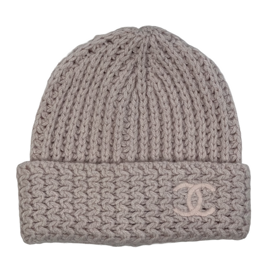Chanel Cloche Cashmere Beanie Rose Pink/Ecru