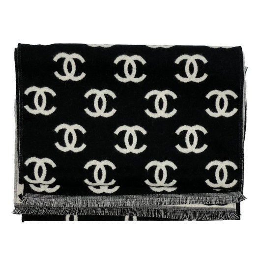 Chanel Wool & Cashmere Reversible Scarf Black/White
