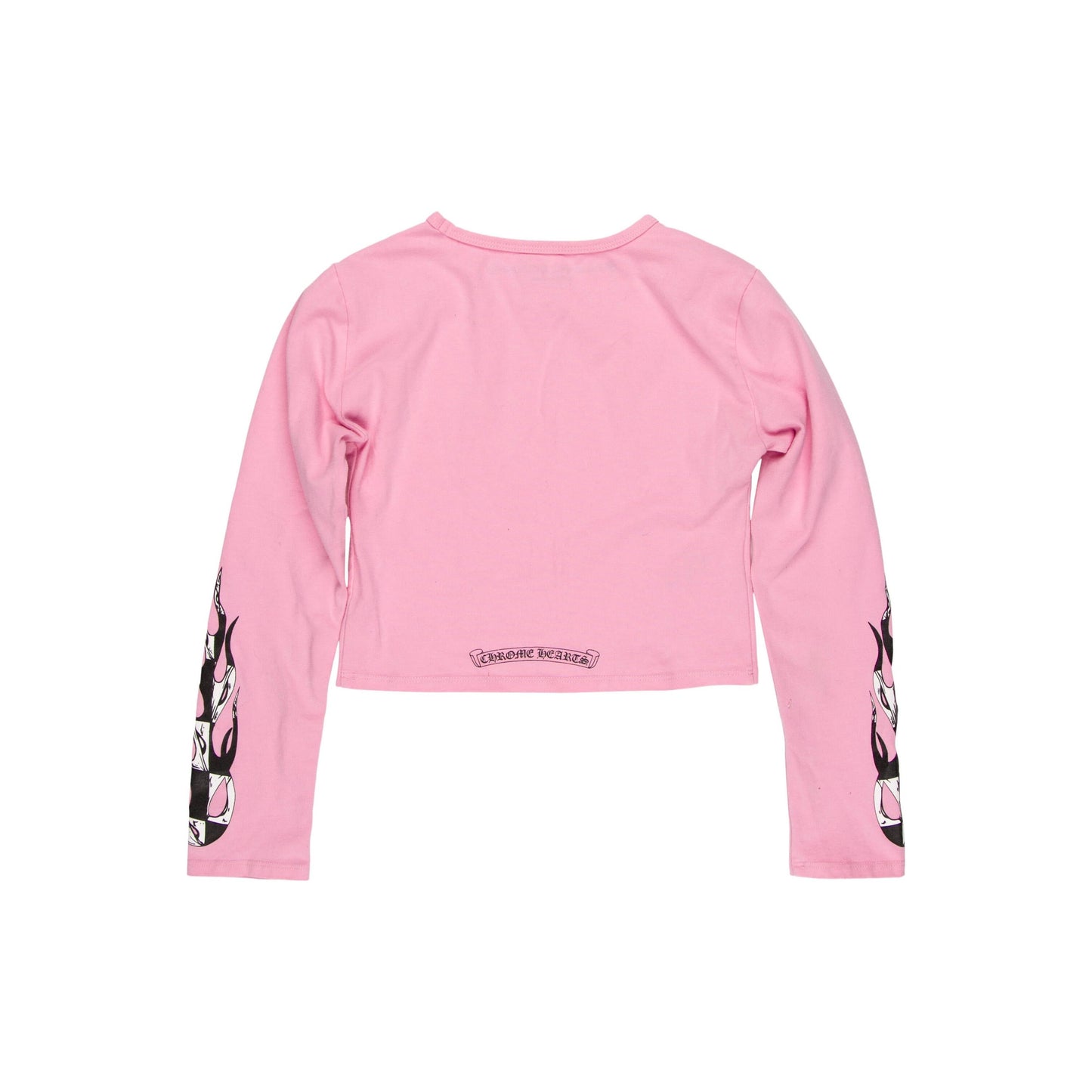Chrome Hearts Matty Boy Pink Flame Crop Graphic Print Crop Top