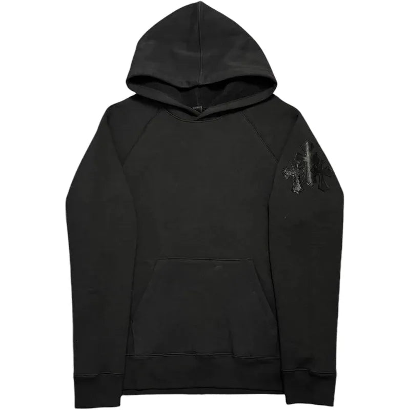 Chrome Hearts Leather Cross Patch Cemetery Hooded Sweatshirt