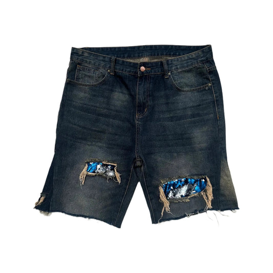 Vincent Corp Mudwash Sequin Jean Shorts