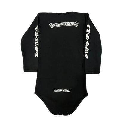 Chrome Hearts Baby Scroll Logo Long-Sleeve Bodysuit Black