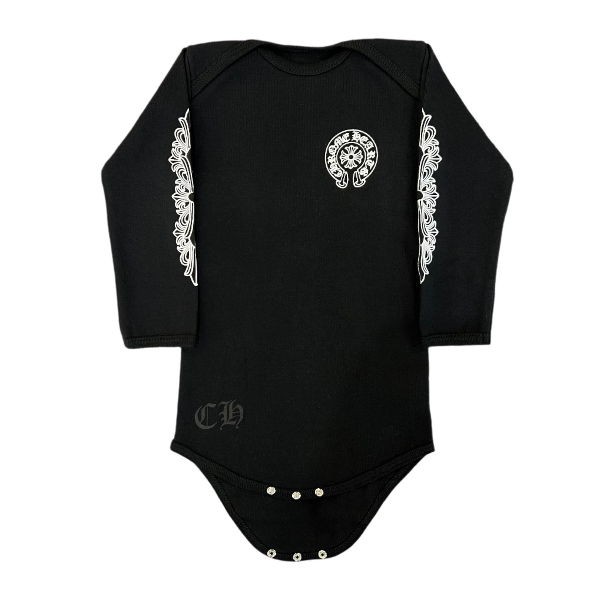 Chrome Hearts Baby Floral Horseshoe L/S Bodysuit Black Endless Supply Chrome Hearts Baby Floral Horseshoe L/S Bodysuit Black Endless Supply