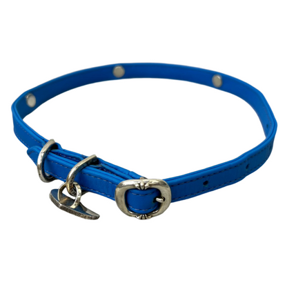 Chrome Hearts Vine Heart Gunslinger Leather Dog Collar Blue