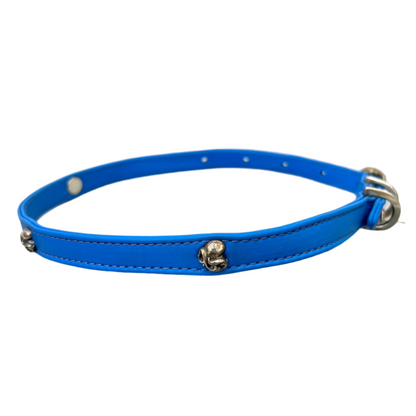 Chrome Hearts Vine Heart Gunslinger Leather Dog Collar Blue