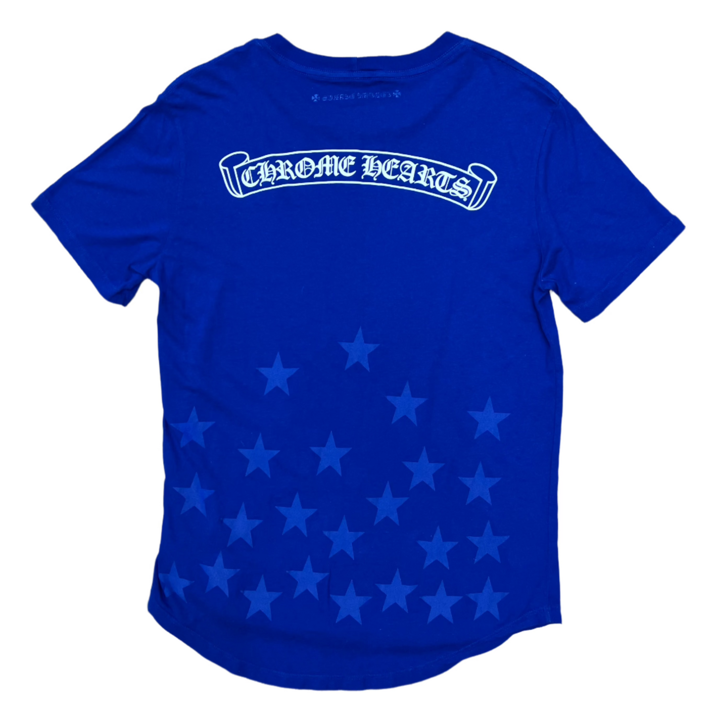 Chrome Hearts Stars Vertical Scroll Logo T-Shirt Blue