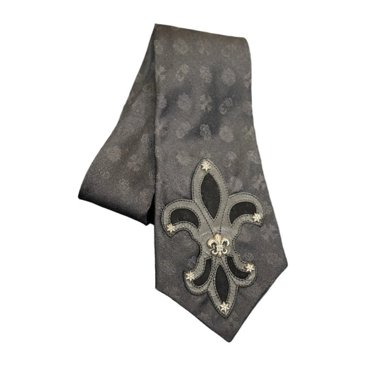 Chrome Hearts Leather Fleur Patch Monogram Tie Black