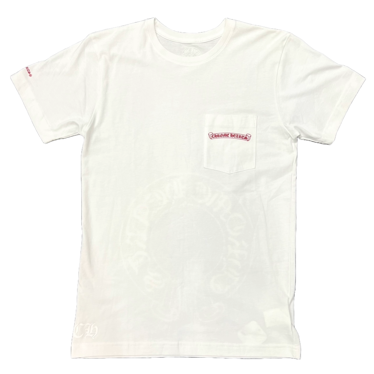 Chrome Hearts Tonal Horseshoe Red Scroll Logo T-Shirt White