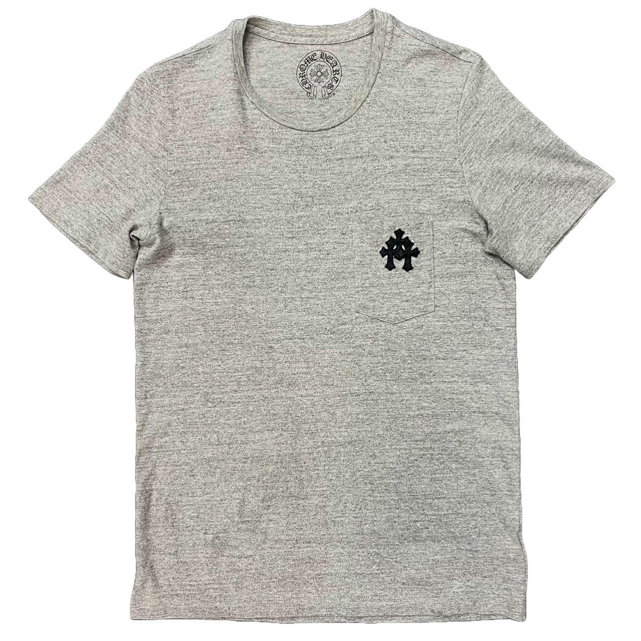 Chrome Hearts Leather Triple Cross Patch Pocket T-Shirt Heather Grey