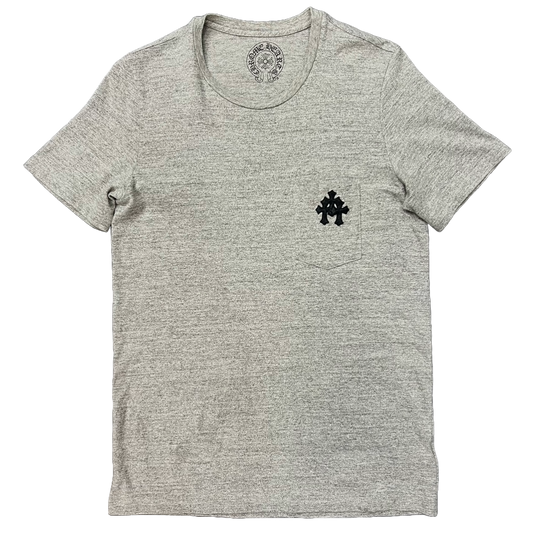 Chrome Hearts Leather Triple Cross Patch Pocket T-Shirt Heather Grey