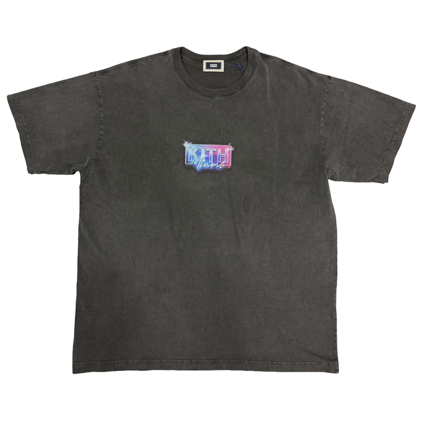 Kith Miami Neon Box Logo Vintage Tee Black