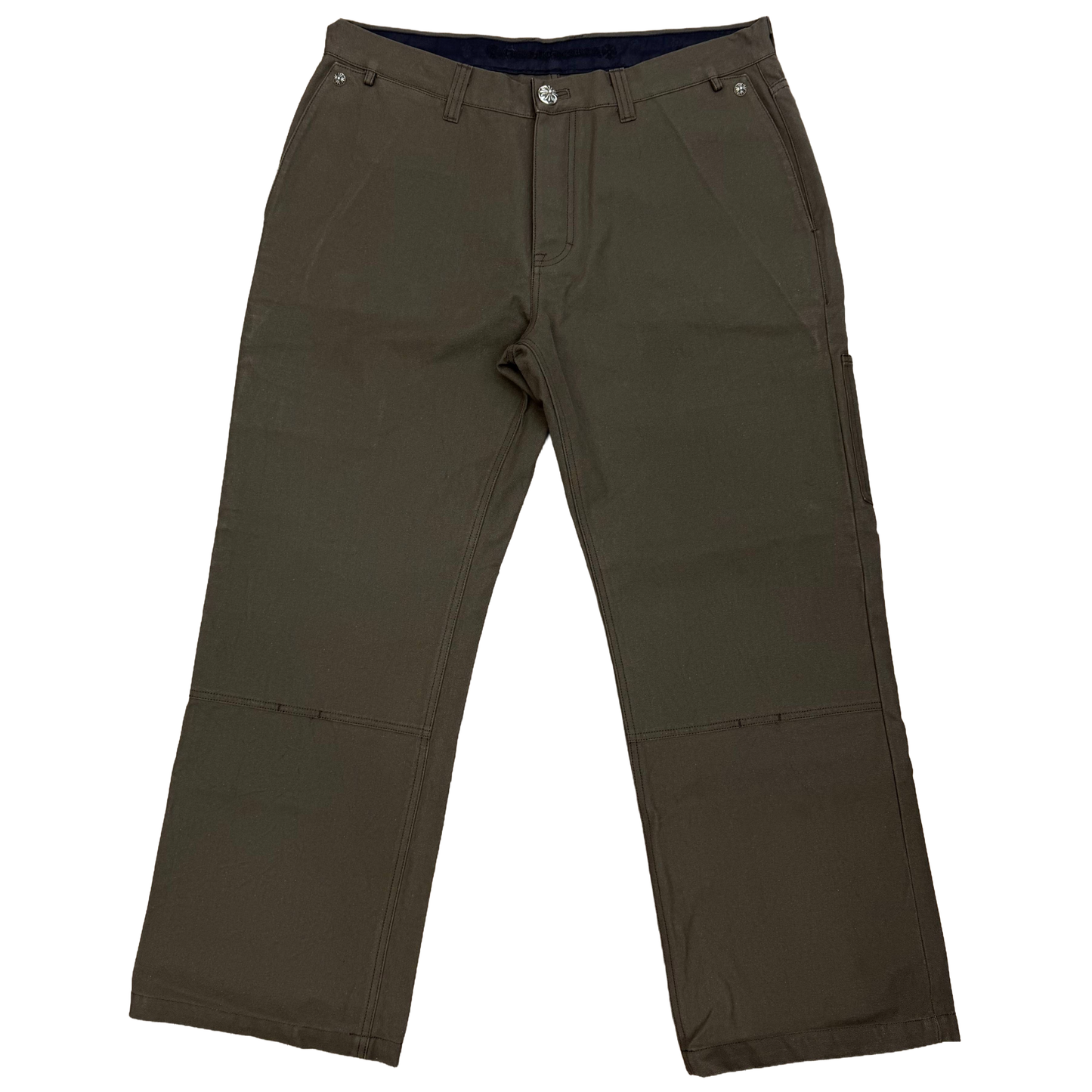 Chrome Hearts Black Leather Cross Patch Chino Pants Brown