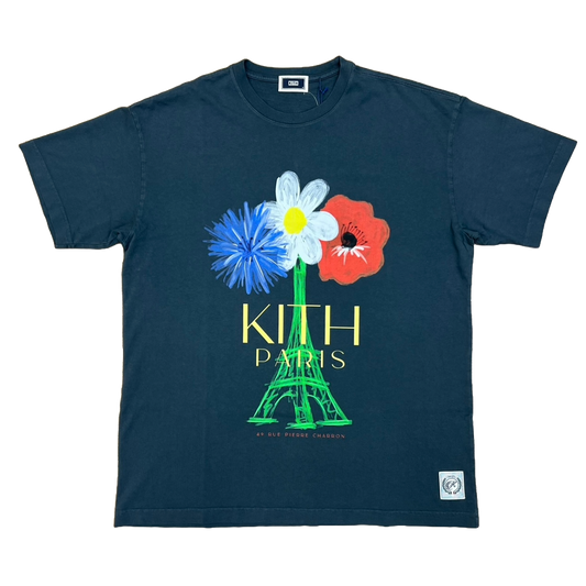 Kith Paris Exclusive Eiffel Flowers Painting Vintage Tee Nocturnal