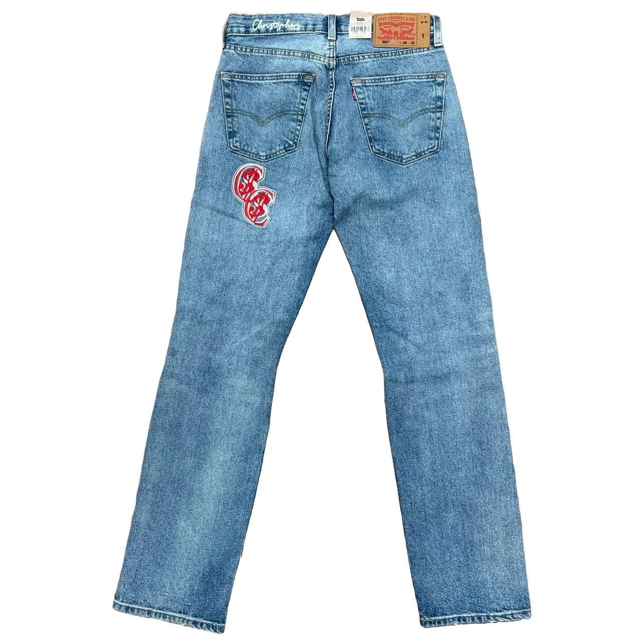 Chris Smokes C$ Levi's Red Patch Denim Jeans Light Wash