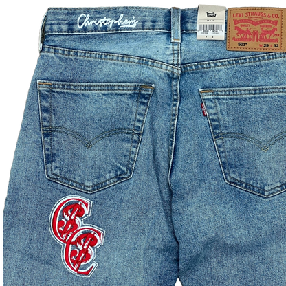 Chris Smokes C$ Levi's Red Patch Denim Jeans Light Wash