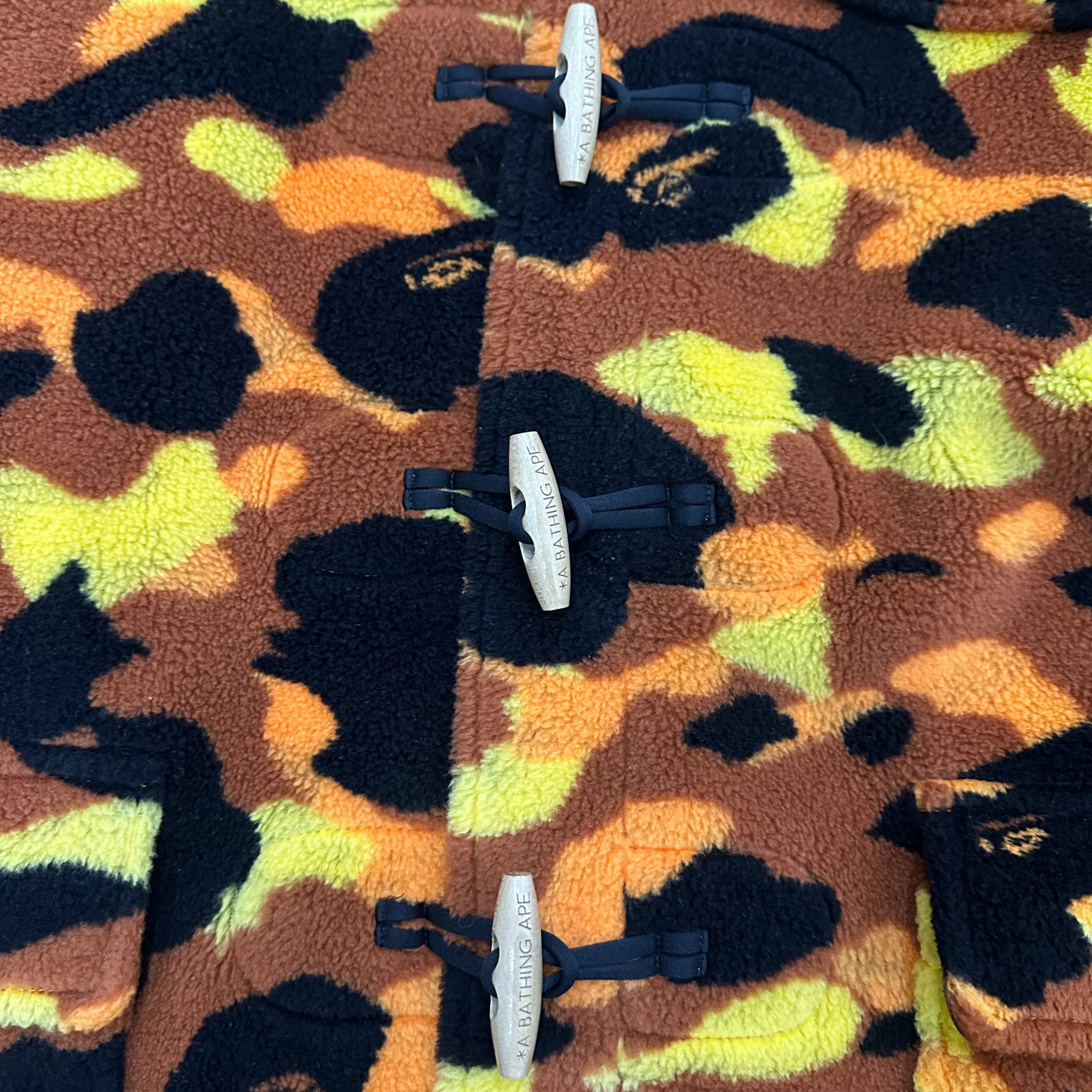 BAPE Boa Fleece Duffle Coat Orange Camo